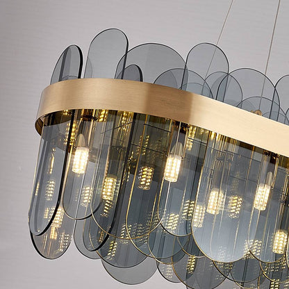 Glass rectangular living room chandelier Horizon Pendant yoogee-detail