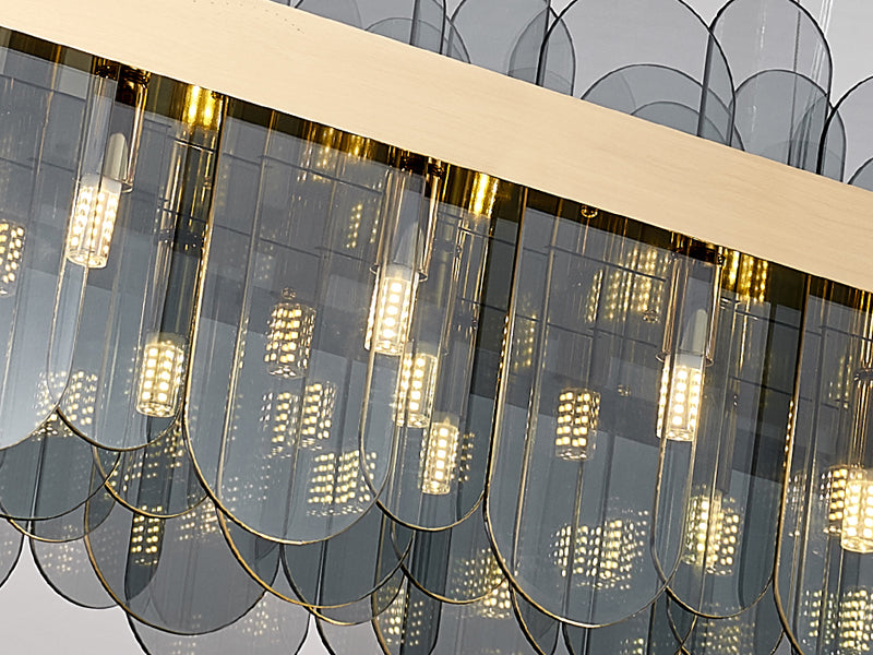 Glass rectangular living room chandelier Horizon Pendant yoogee-detail