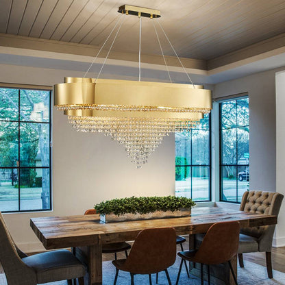 Oval led crystal dining room chandelier Anima Pendant