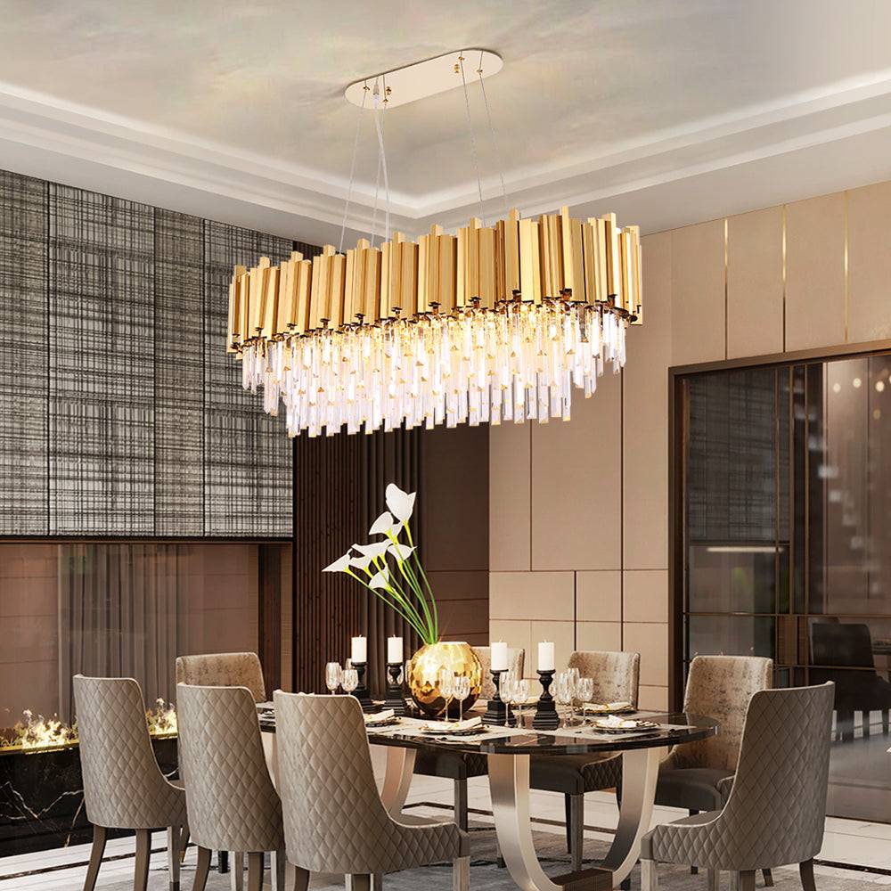 Golden crystal living room chandelier Astra Pendant yoogee