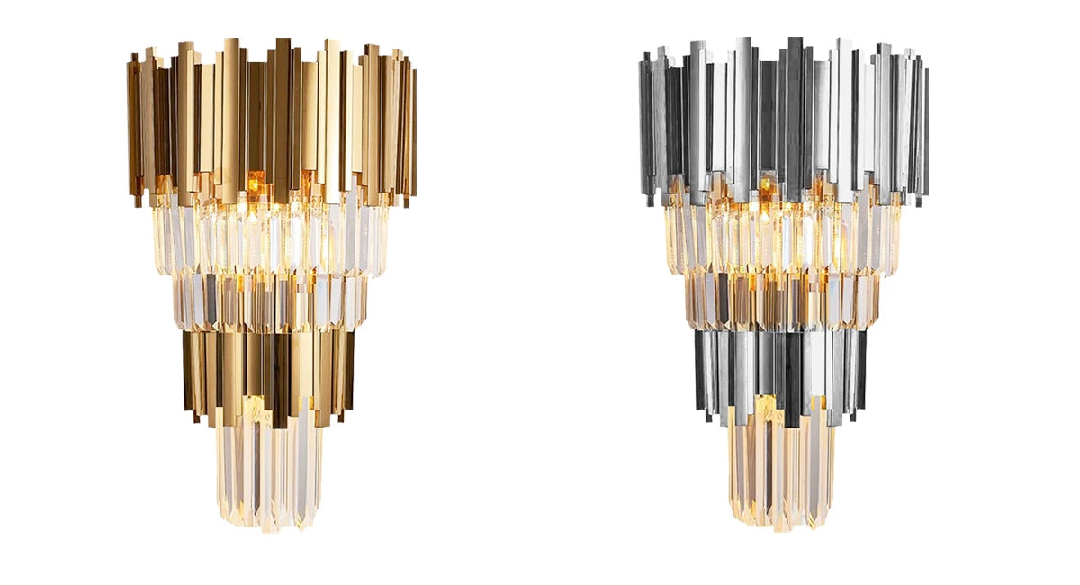 Double layer golden crystal indoor wall lamp Astra Sconce-X yoogee