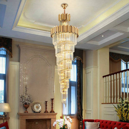 Luxury gold stair chandelier Astra-Staircase-X