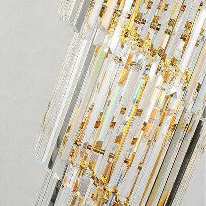 Long crystal staircase pendant light