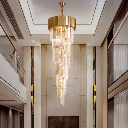 large staircase crystal chandelier