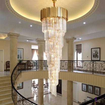 large staircase crystal chandelier