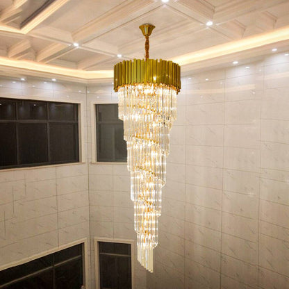 large staircase crystal chandelier