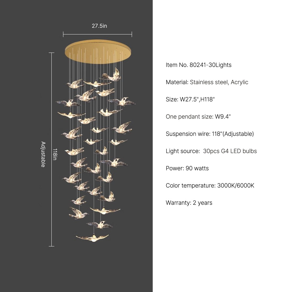 27.5" led round staircase lighting fixture Aurelia