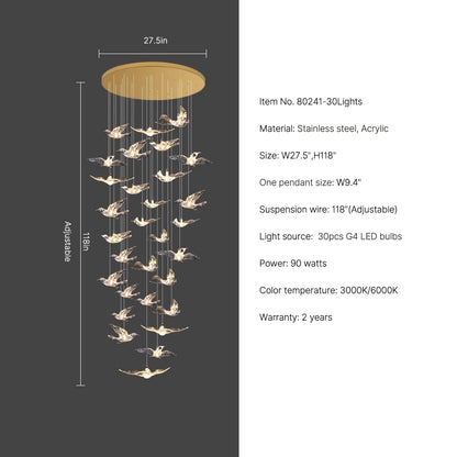 27.5" led round staircase lighting fixture Aurelia