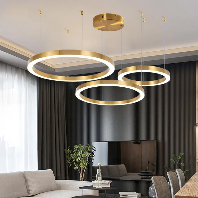 Golden Circle Living Room Pendant Light Aurora