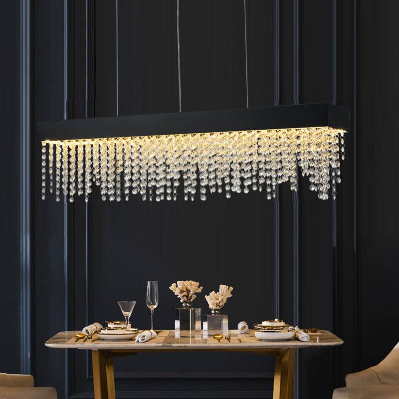 Rectangular tassel crystal restaurant pendant light Bling Pendant yoogee