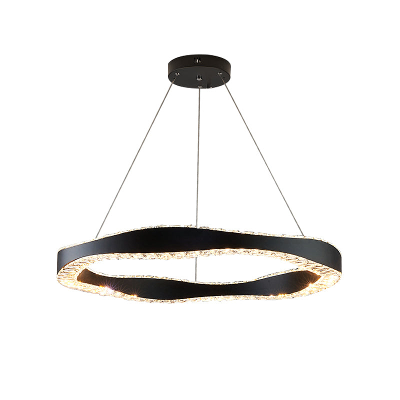 Black round crystal living room chandelier Bright