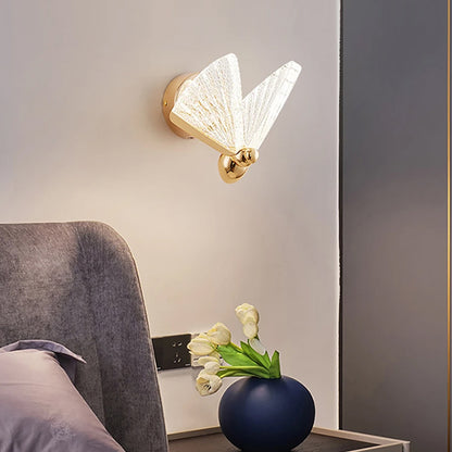 shape transparent glass wall lamp for bedroom Butterfly Sconce