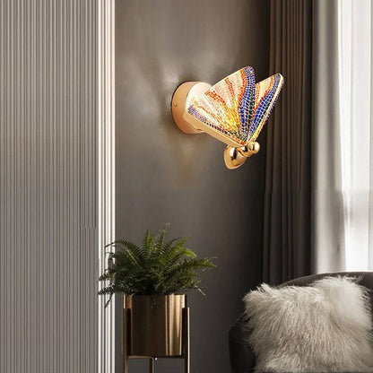 shape transparent glass wall lamp for bedroom Butterfly Sconce