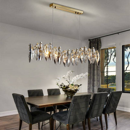 Smoke grey crystal dinging room chandelier Cascadia Pendant