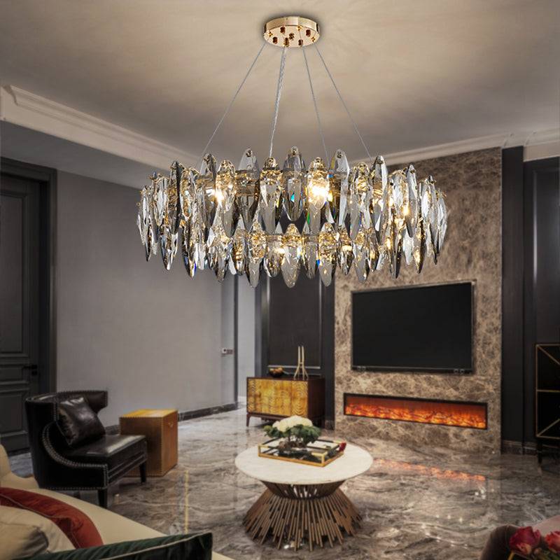 Led smoke gray circular living room hanging chandelier Cascadia