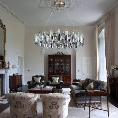 Luxury smoke gray crystal living room chandelier Cascadia