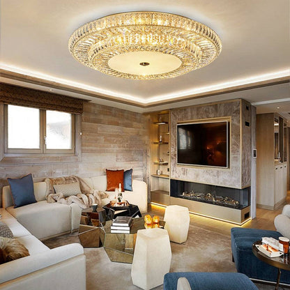 Golden round crystal living room ceiling light Crown Ceiling