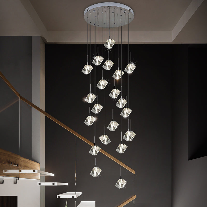 Multi head staircase Crystal chandelier Diamond Crystal