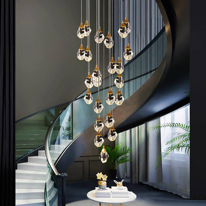 Multi lamp head staircase chandelier Diamond Staircase