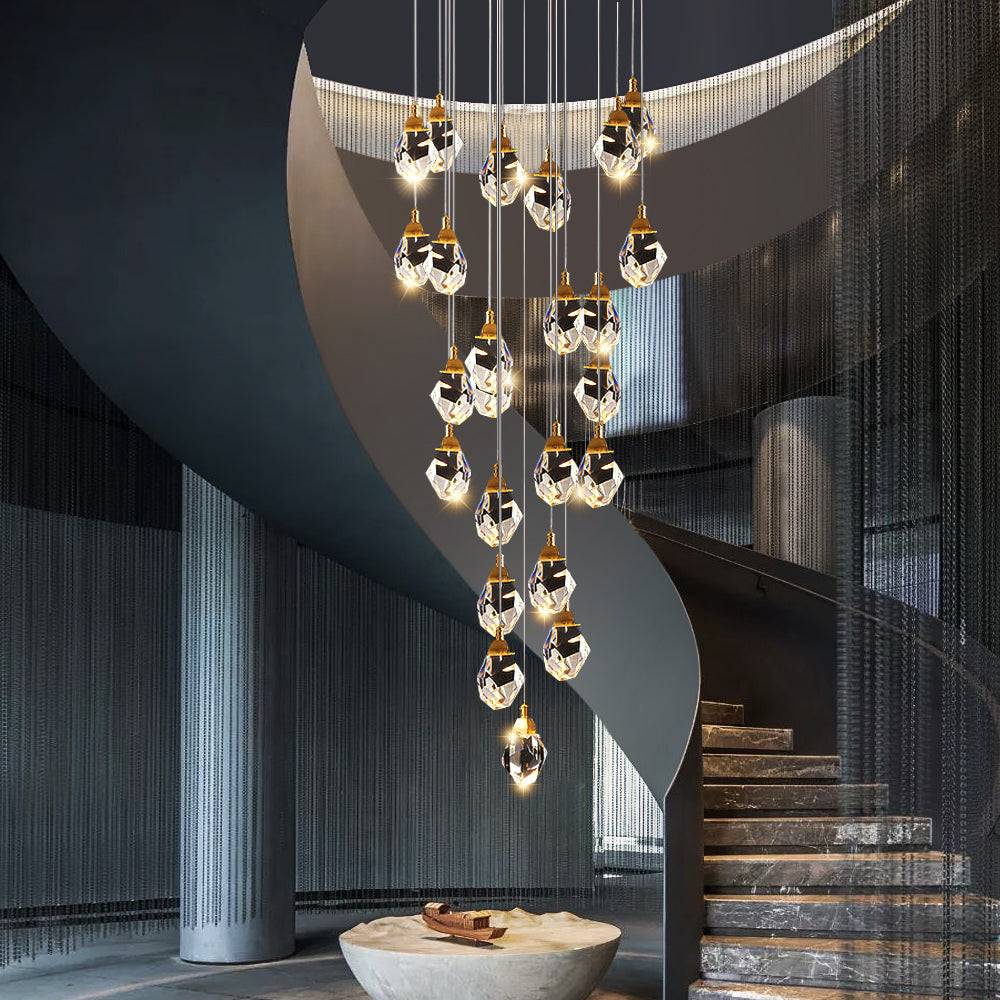 Multi lamp head staircase chandelier Diamond Staircase yoogee