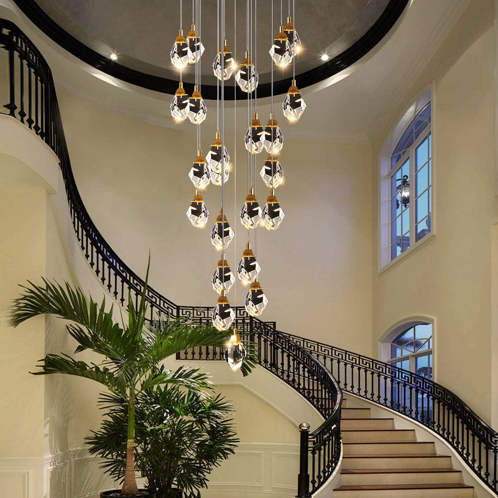 Multi lamp head staircase chandelier Diamond Staircase yoogee