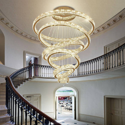 Large gold rings crystal lobby chandelier Dreams