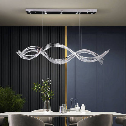 Wave shaped crystal restaurant chandelier Dreamy