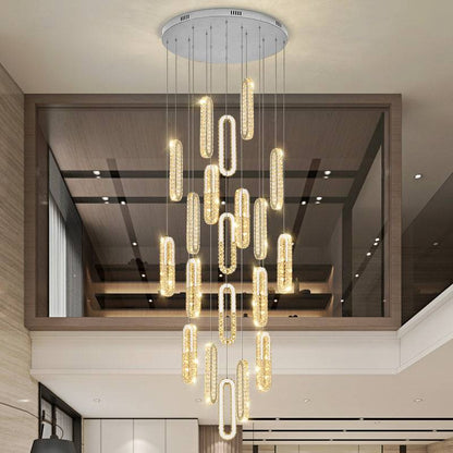 ceiling hanging crystal chandelier Duplex Staircase