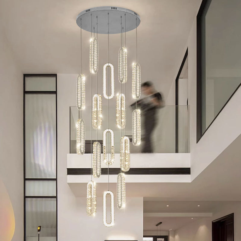 ceiling hanging crystal chandelier Duplex Staircase