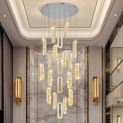 ceiling hanging crystal chandelier Duplex Staircase