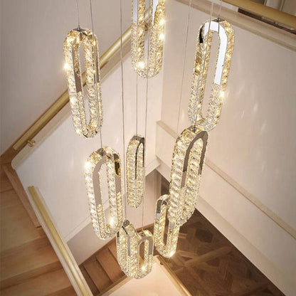 ceiling hanging crystal chandelier Duplex Staircase