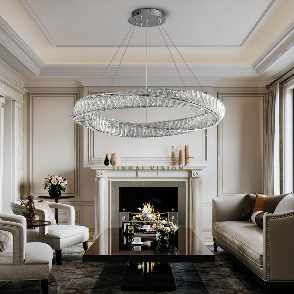 luxury led ring crystal chandelier for living room Elaris