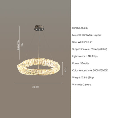 W23.6" LED round hanging chandelier Elaris