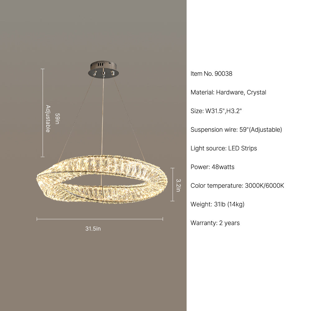 W31.5" LED round hanging chandelier Elaris