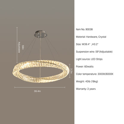 W39.4" LED round hanging chandelier Elaris