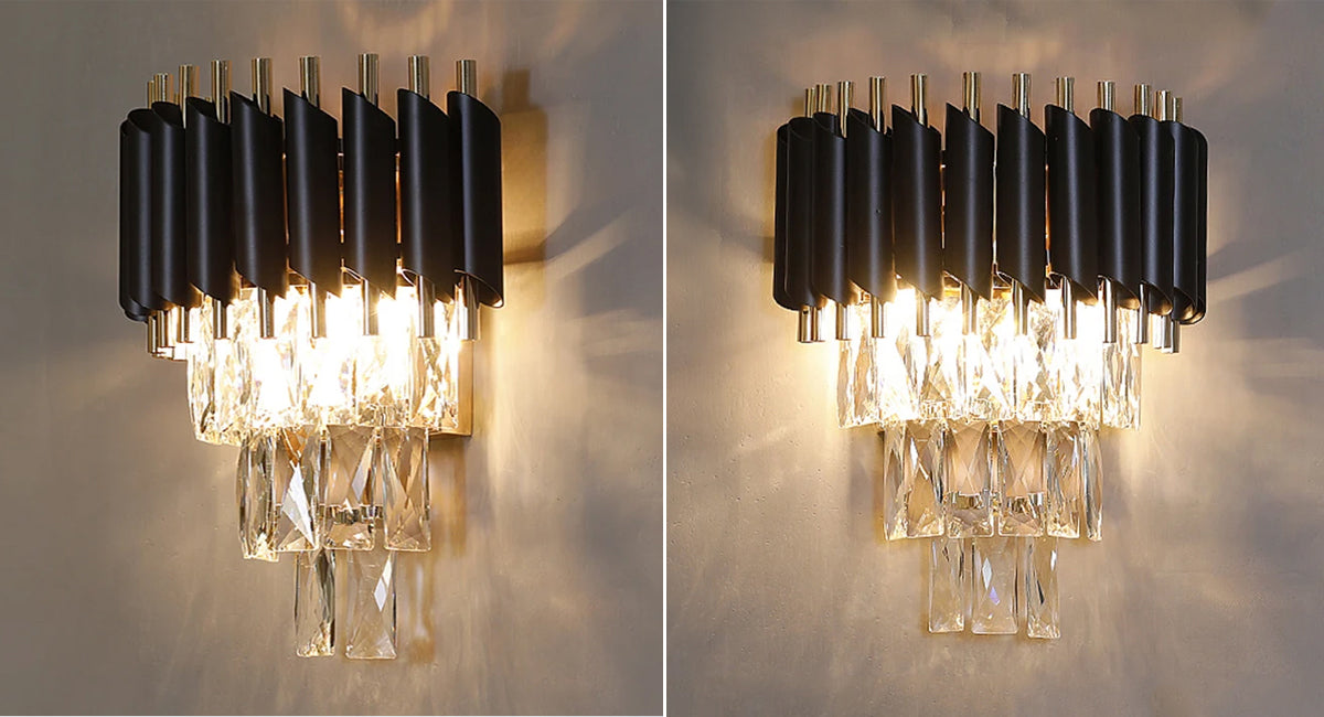 Black Led metal crystal wall lamp Ethereal Sconce Detail