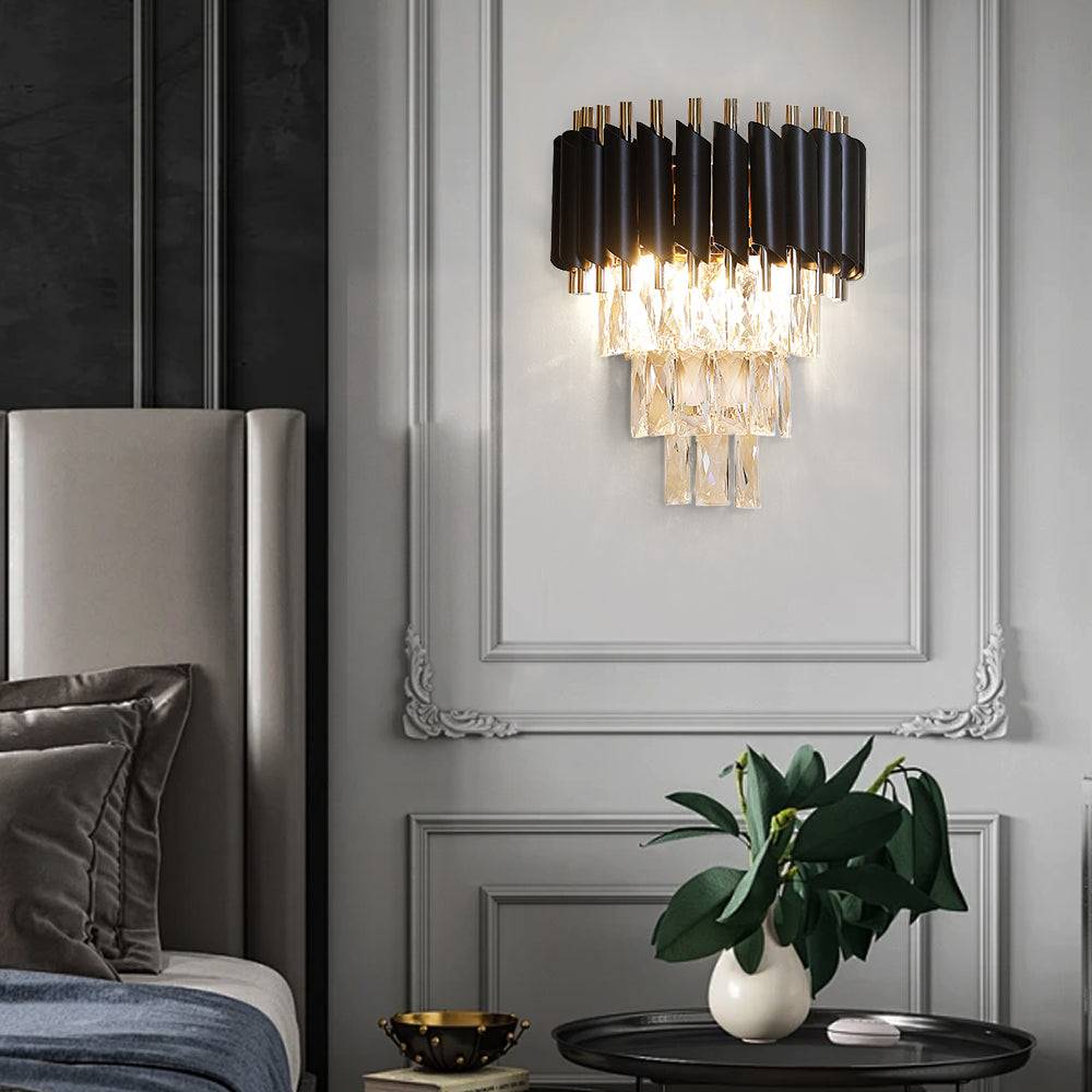 Luxury black metal crystal wall lamp Ethereal Sconce