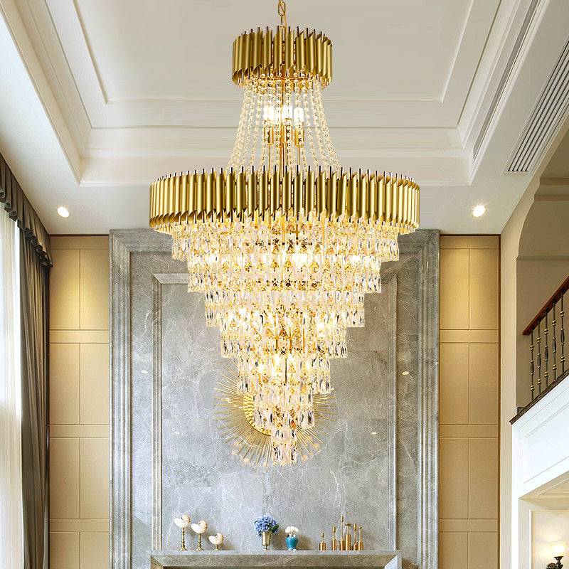 Gold villa led crystal chandelier Ethereal loft