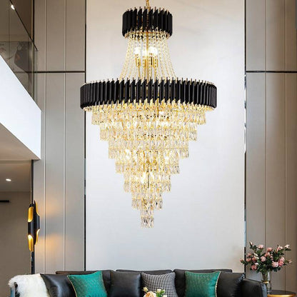 Gold Luxury villa crystal led chandelier Ethereal loft