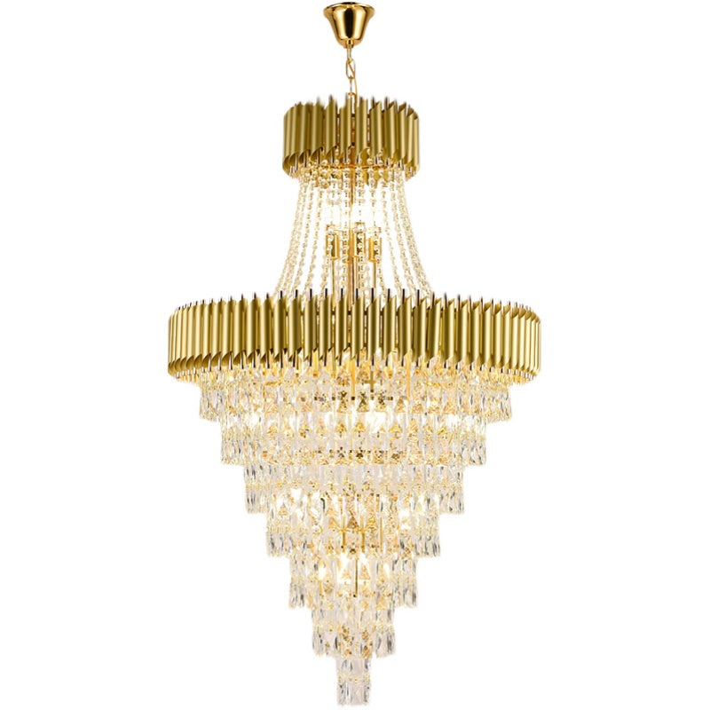 Gold hanging lamp villa crystal chandelier Ethereal loft