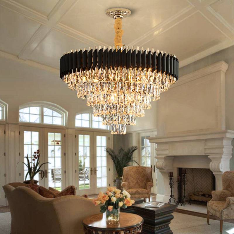 Black luxury crystal chandelier for living room light Ethereal