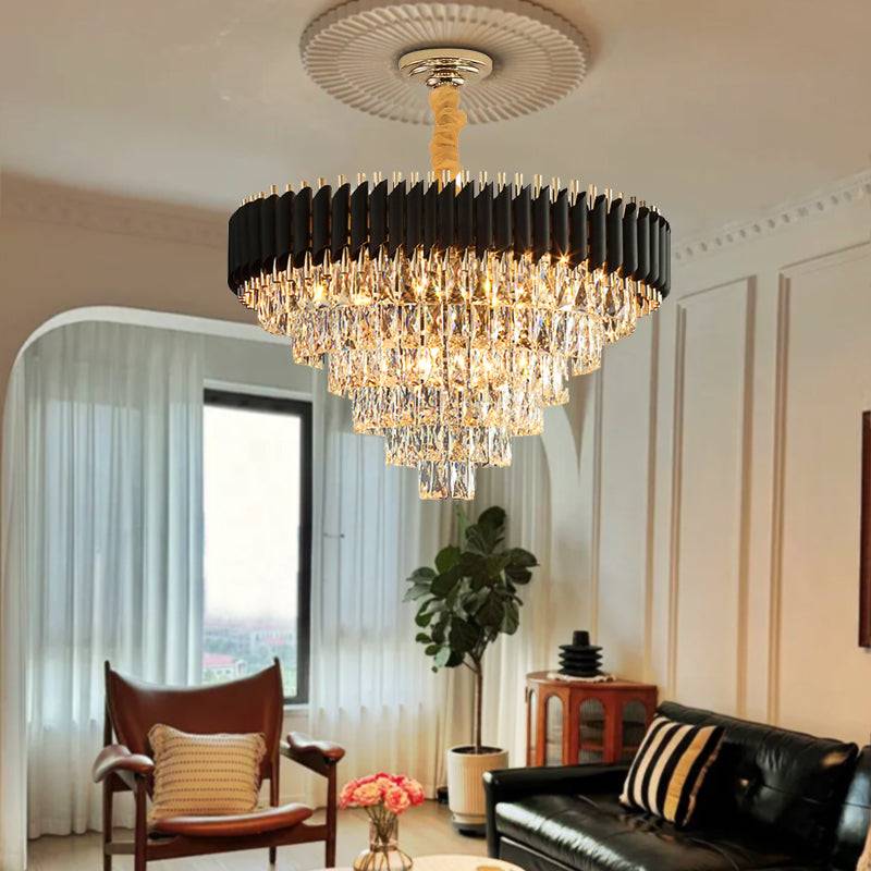 Black luxury crystal chandelier for living room light Ethereal