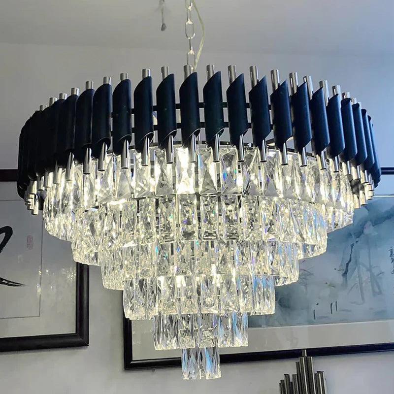 Black luxury crystal chandelier for living room light Ethereal