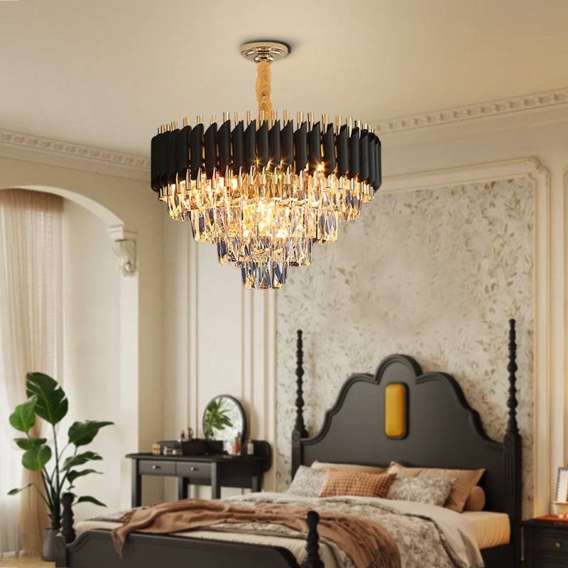 Black luxury crystal chandelier for bedroom light Ethereal