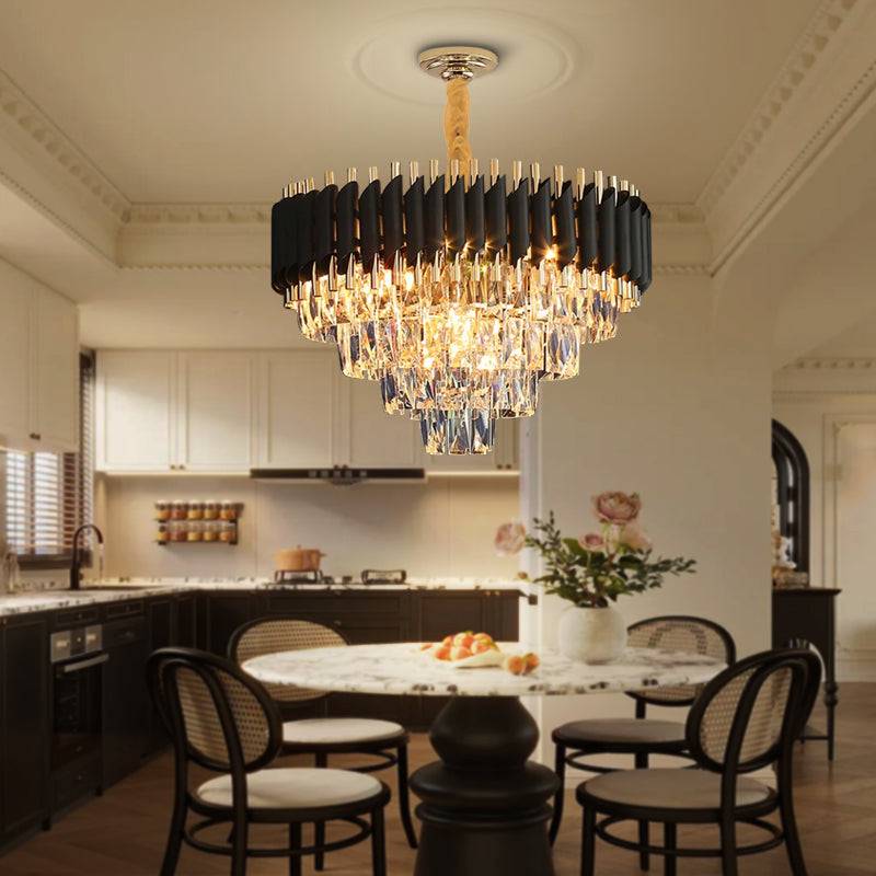 Black luxury crystal chandelier for dining room light Ethereal