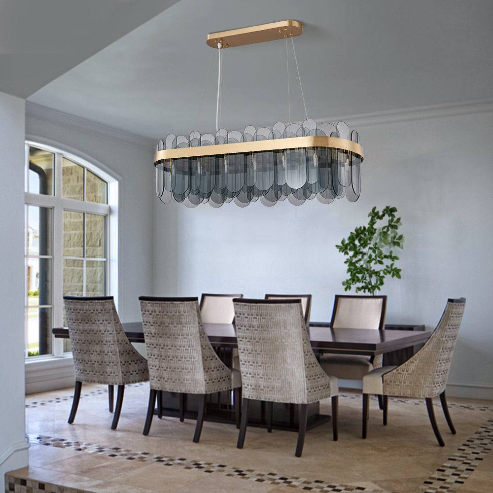 Glass rectangular living room chandelier Horizon Pendant