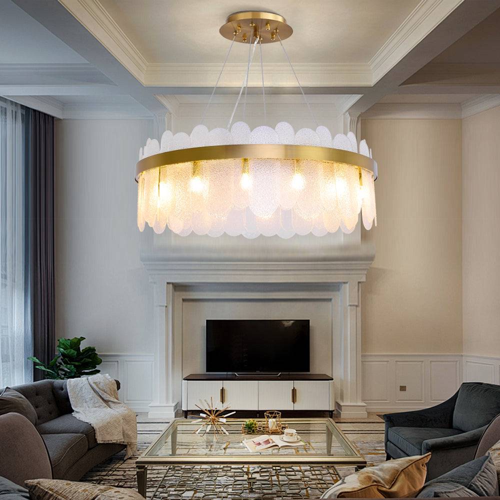 Glass Round Living Room Chandelier Horizon