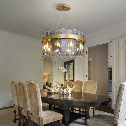 Glass Round Living Room Chandelier Horizon