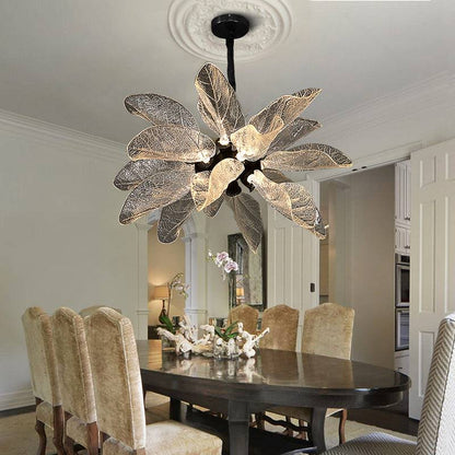 Black led home decor chandelier for dining room lamp Leaf Pendant