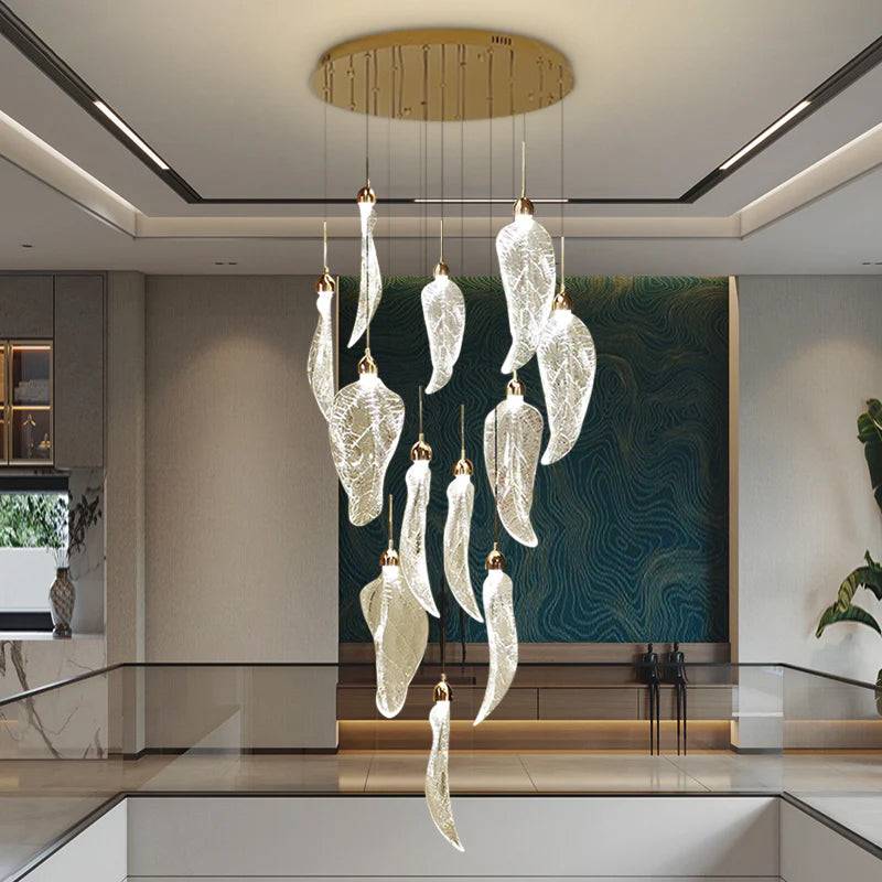 Modern acrylic staircase chandelier Leaf Staircase